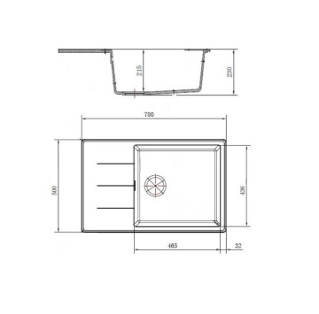 Кухненска мивка 78/50см. в цвят черен/Black Pearl